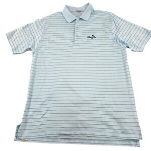 Peter Millar Classic Club Golf Polo Shirt Mens‎ Large Striped Blue Cotton